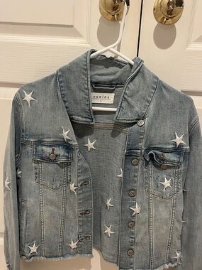 eunina Light Blue Denim Jacket with White Star Appliqués